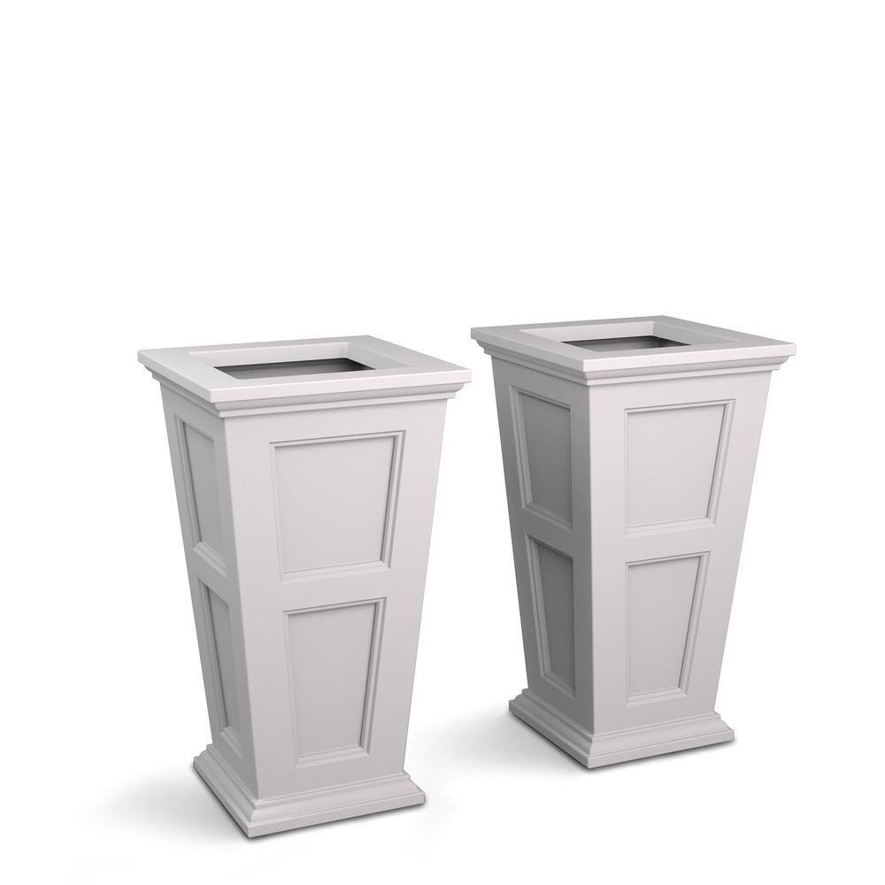 Fairfield White Tall Square Polyethylene Outdoor Planter Set