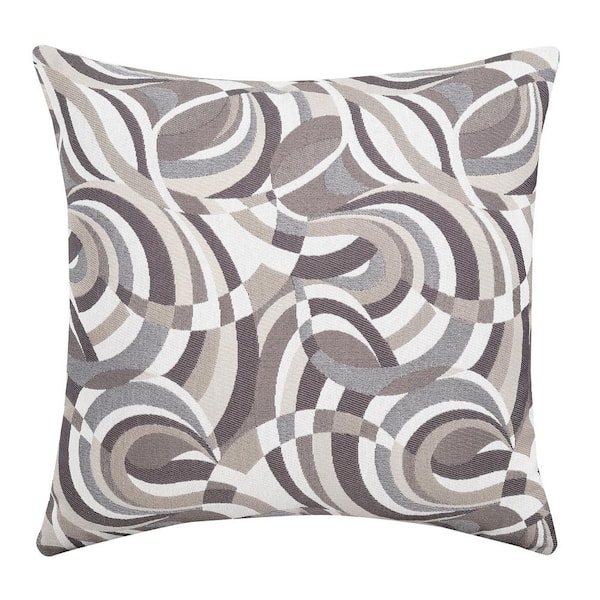 Loren Taupe Geometric Polyester 22 in. x 22 in. Throw Pillow (Set of 2)