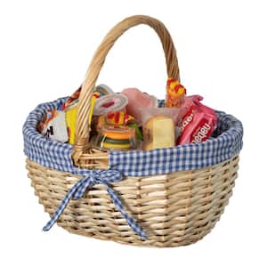 Picnic Basket with Handle and Washable Plaid Liner Ideal for Outdoor Picnics, Photoshoots, and Home Decor, Medium