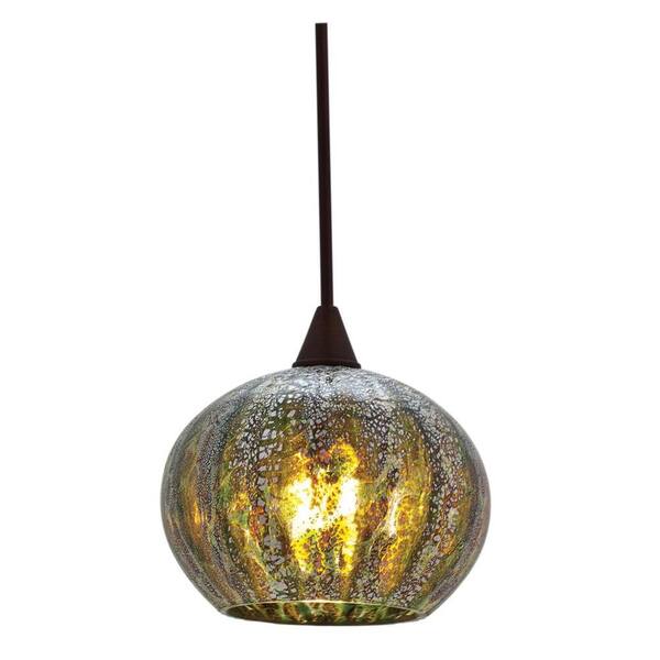 Illumine 1-Light Pendant Brushed Steel Finish Green Ribbed Opaline Glass-DISCONTINUED