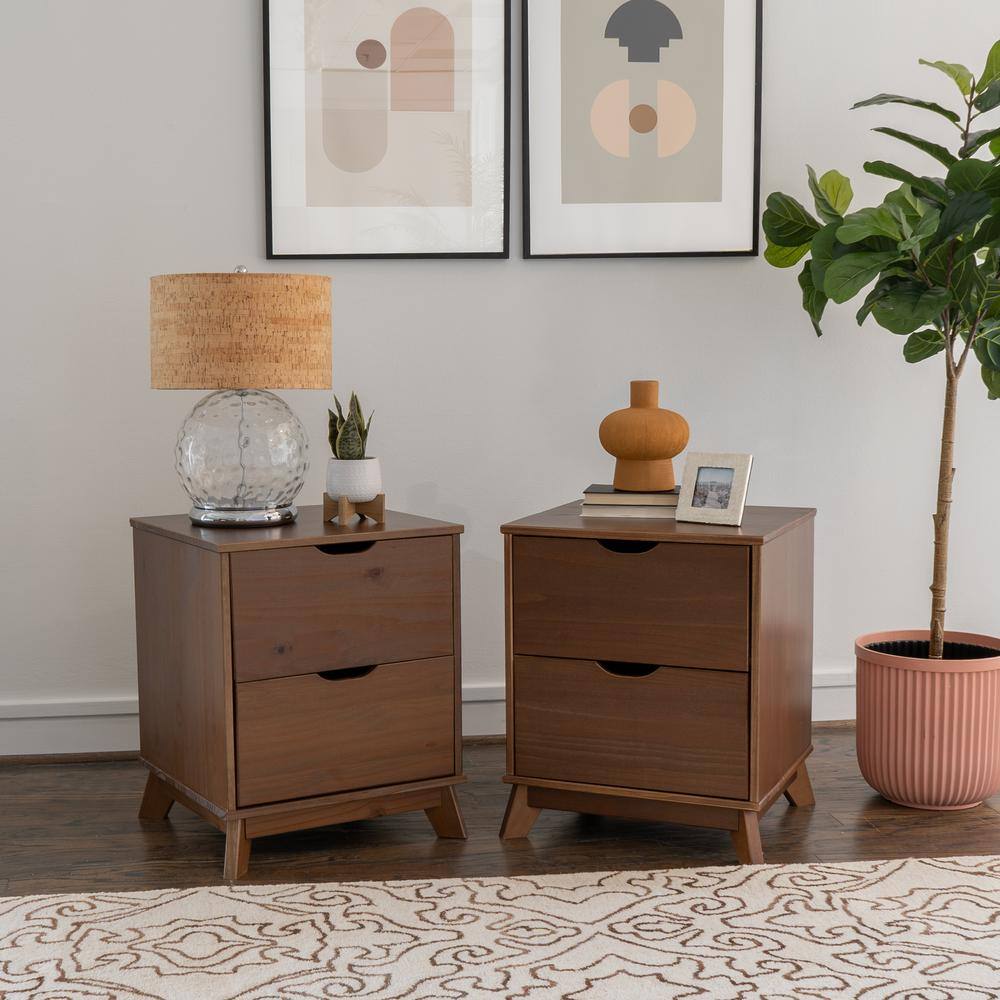 Linon Home Decor Pheba Walnut 2Drawer Nightstand (Set of 2) THD04931