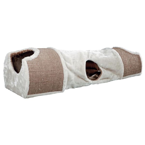 TRIXIE Cuddly Condos with Tunnel : Peek-a-Boo Holes : Sisal Scratching Surface : Light Brown