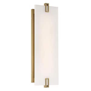Aizen 1-Light Brass Soft 20-Watt LED Wall Sconce with White Faux Alabaster Shade
