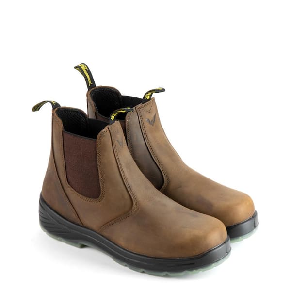 Thorogood Men's Thoro-Flex 6 in. Soft-Toe Quick Release Boot Crazyhorse leather with translucent Non-Slip Bottom