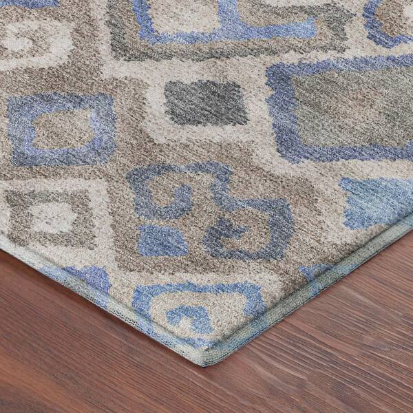 Mayfield Premium Machine Washable Abstract AMF2304 Denim 2 ft. x 7 ft. Runner Rug