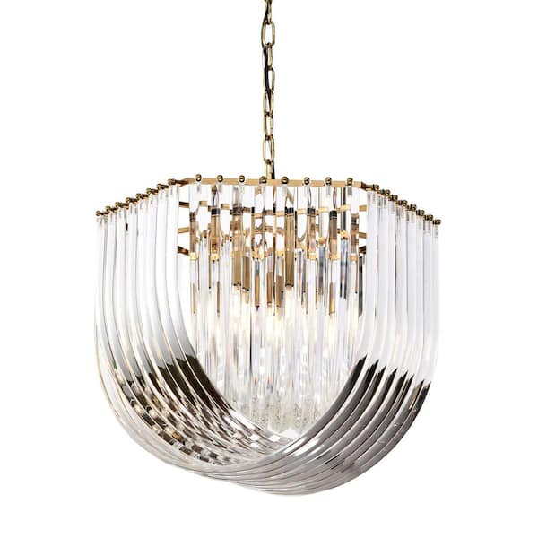 Alexan 6-Light Brass Chandelier with Curved Glass