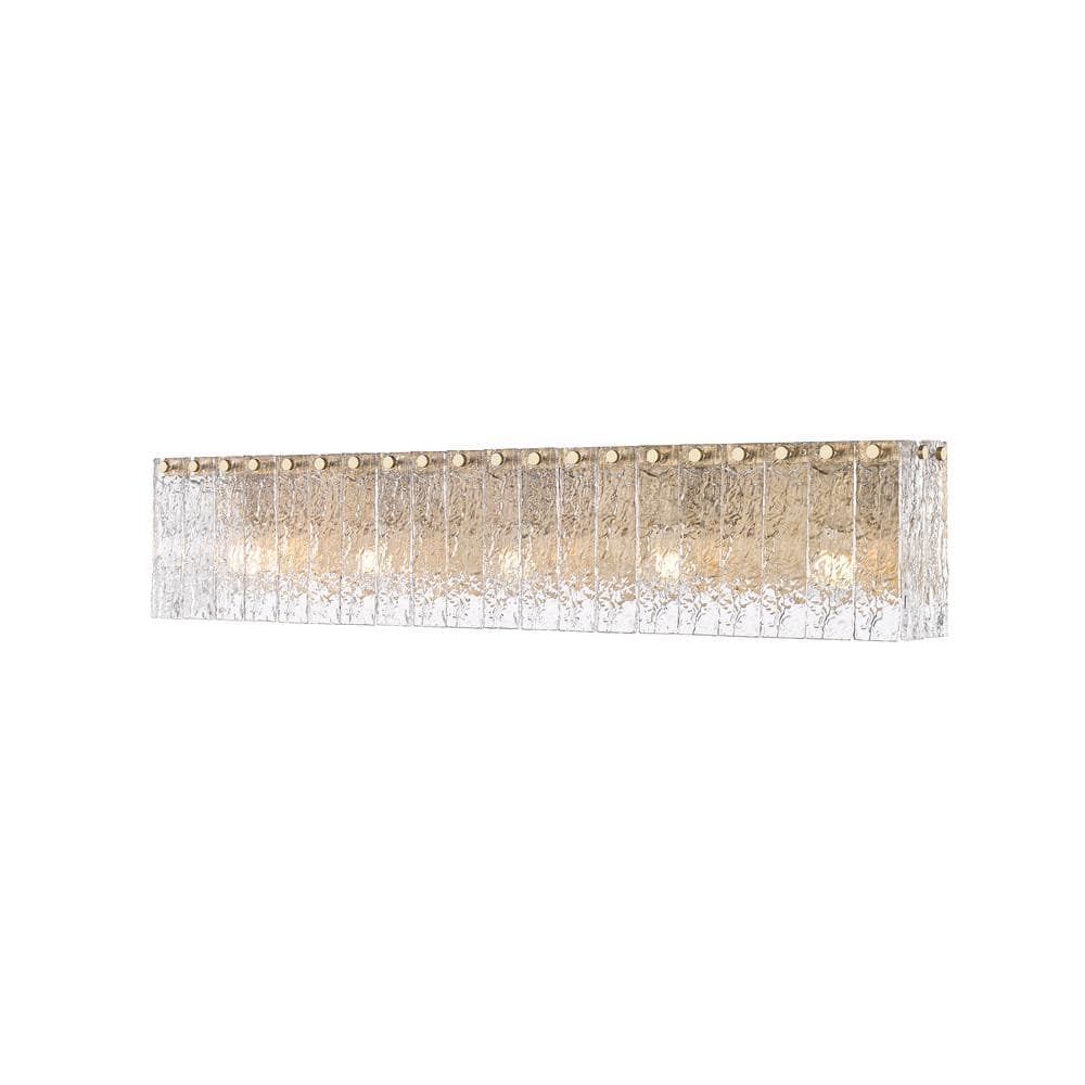 Glacier 36.75 in. 5 Light Modern Gold Vanity Light with Clear Glass Shades