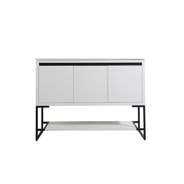 FORCLOVER 48 in. W x 18-5/16 in. D x 35-1/16 in. H Bath Vanity in White Straight Grain with White Ceramics Top