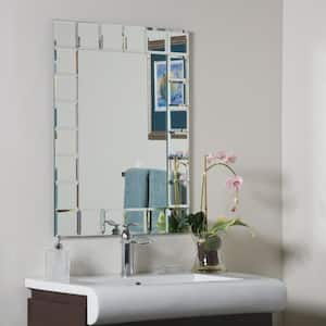 32 in. W x 24 in. H Frameless Rectangular Beveled Edge Bathroom Vanity Mirror in Silver