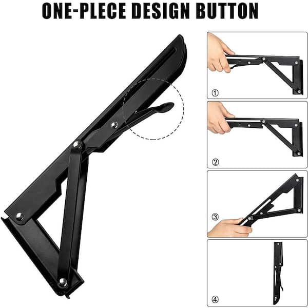 2pcs Folding Shelf Brackets – Heavy Duty Metal Collapsible Triangle Shelf Bracket, Diy Wall Mounted Folding Table Hinge
