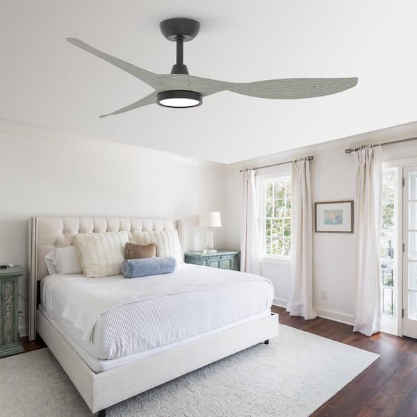 R3 Series 52 in. Indoor Ceiling Fan with Light, Quiet Reversible DC Motor and Dimmable 3 CCT Light Kit, White Oak