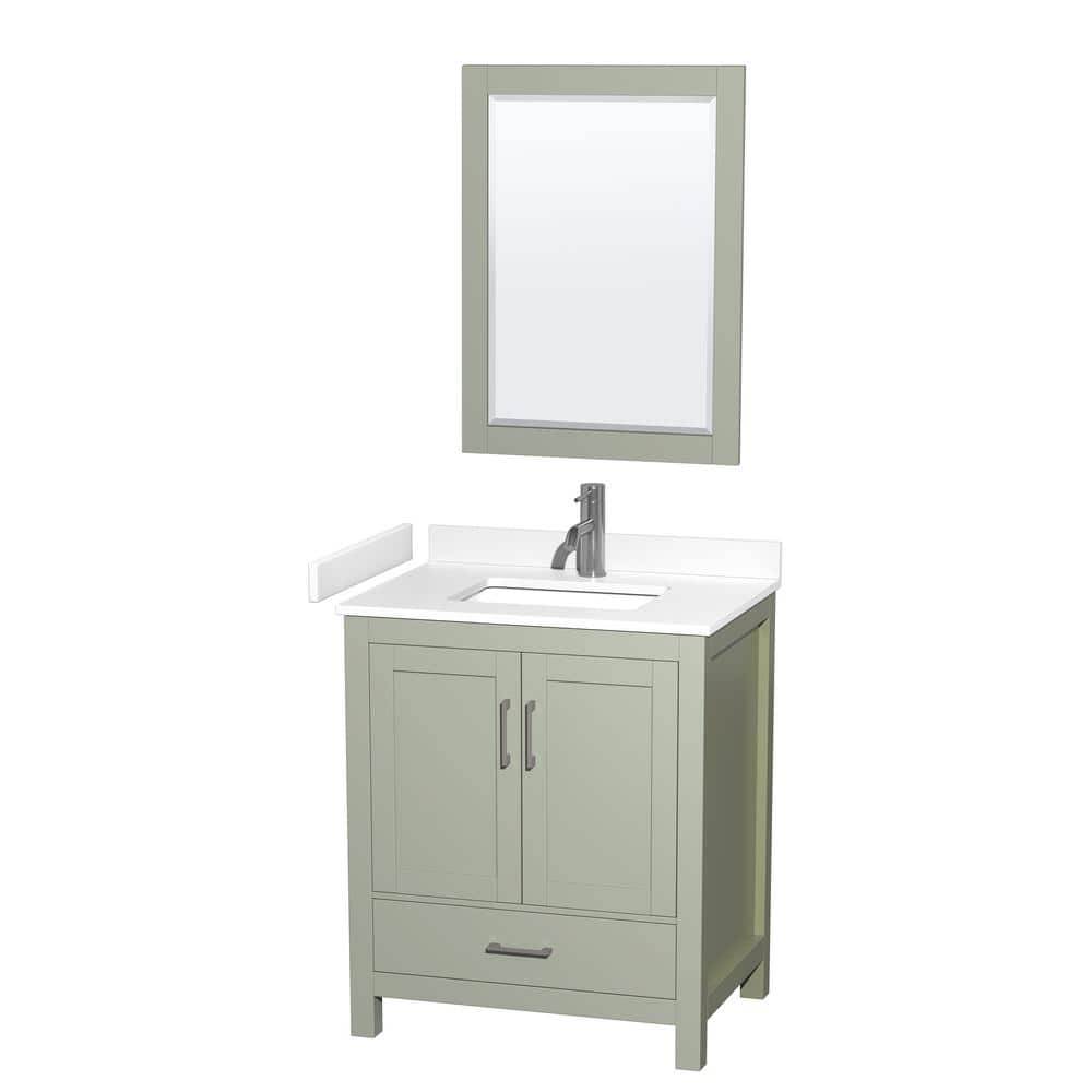 "Sheffield 30 in. W x 22 in. D x 35 in. H Single Bath Vanity in Light Green with White Cultured Marble Top & 24"" Mirror" price history on PriceWatchPro