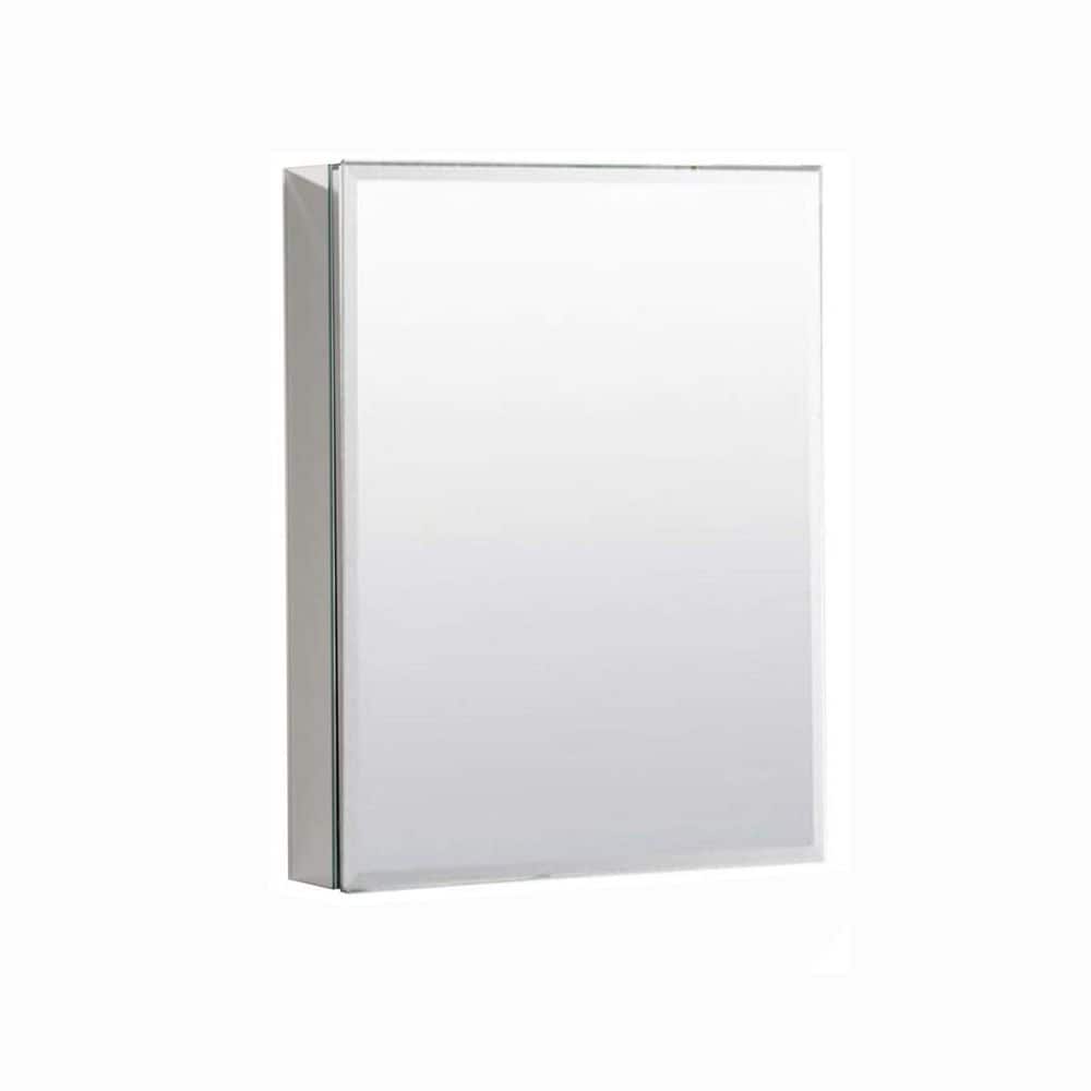 20 in. W x 26 in. H Silver Aluminium Recessed/Surface Mount Medicine Cabinet with Mirror for Bathroom Livingroom