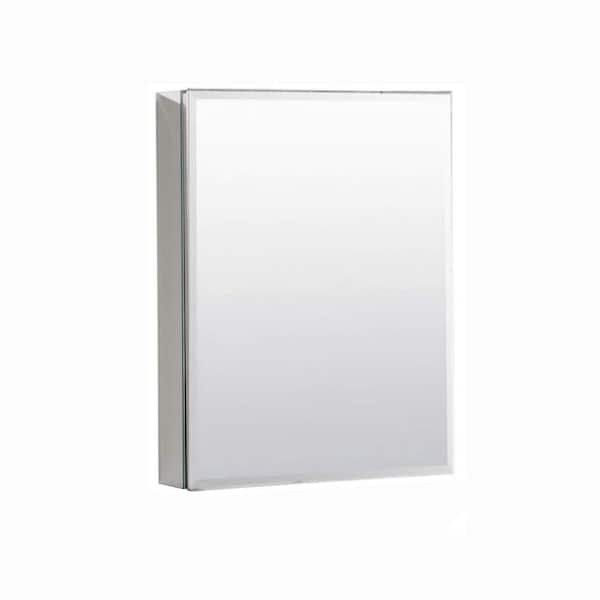 Unbranded 20 in. W x 26 in. H Silver Aluminium Recessed/Surface Mount Medicine Cabinet with Mirror for Bathroom Livingroom
