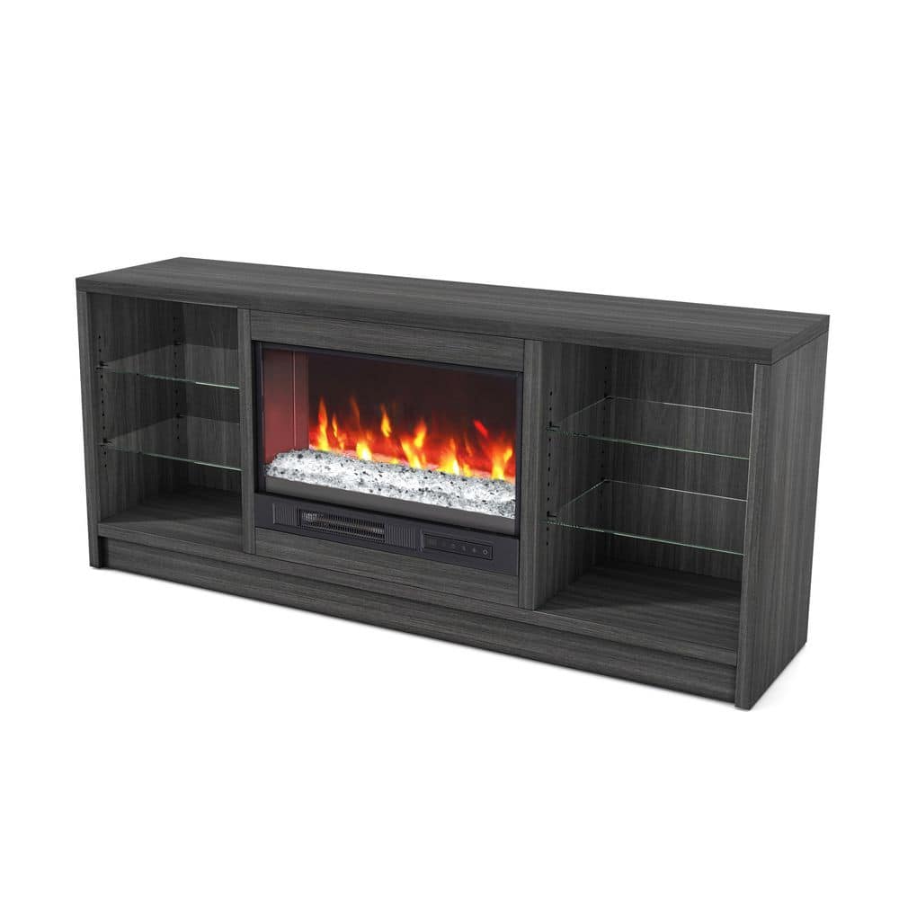 65 in. Fireplace Console-Dark and Medium Charcoal Birch Grain price history on PriceWatchPro