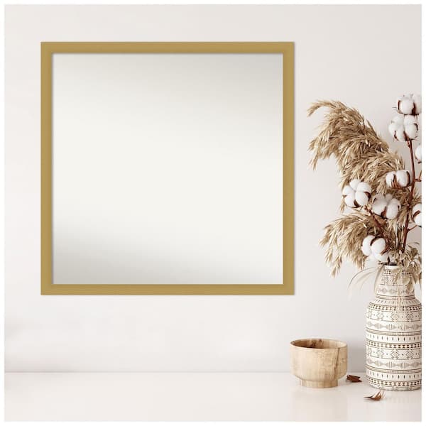 28 Inch Beveled Metal Frame Rectangular Wall Mirror, Black, Gold Accen