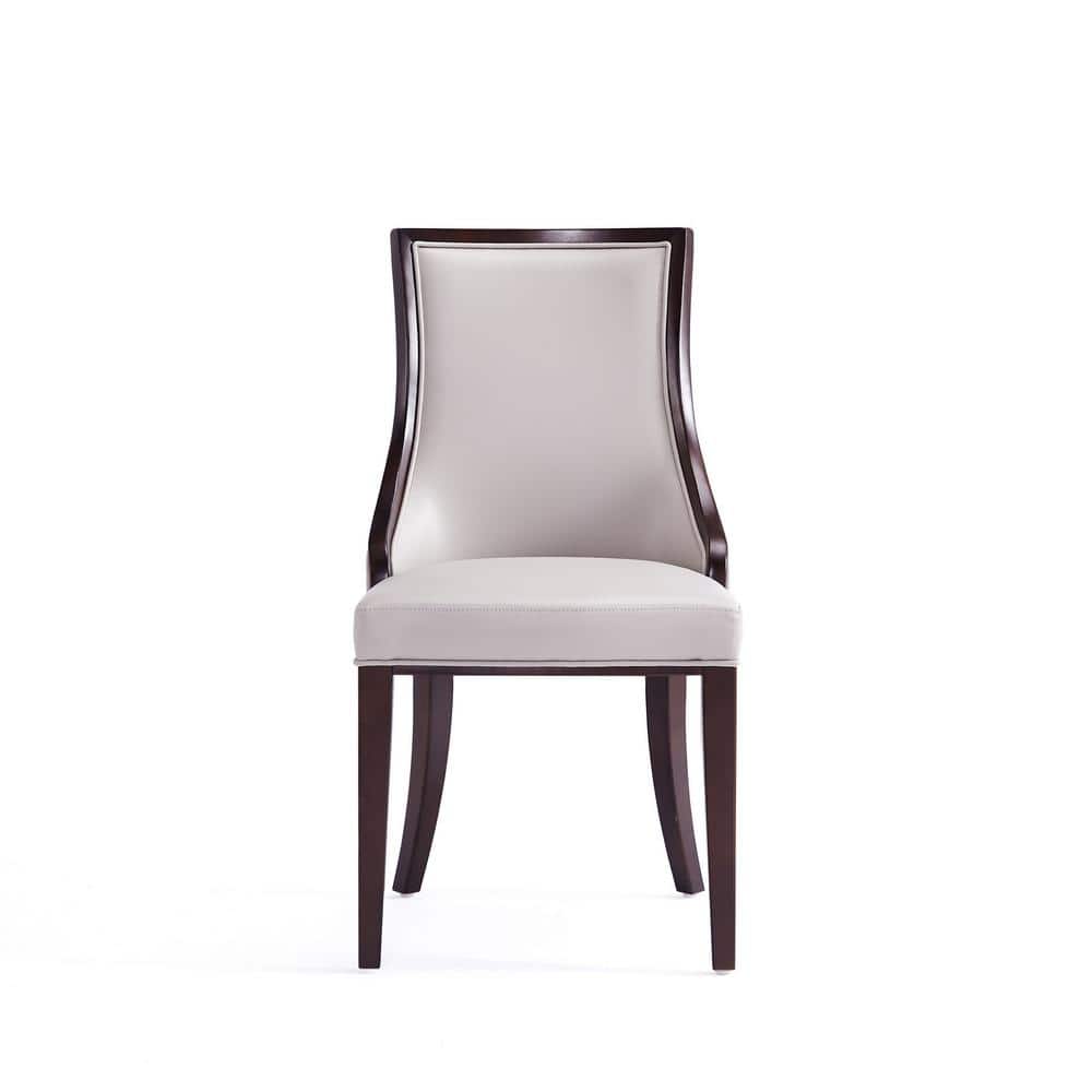 Grand Gray Faux Leather Parsons Dining Chairs with Wood Frame, Set of 4