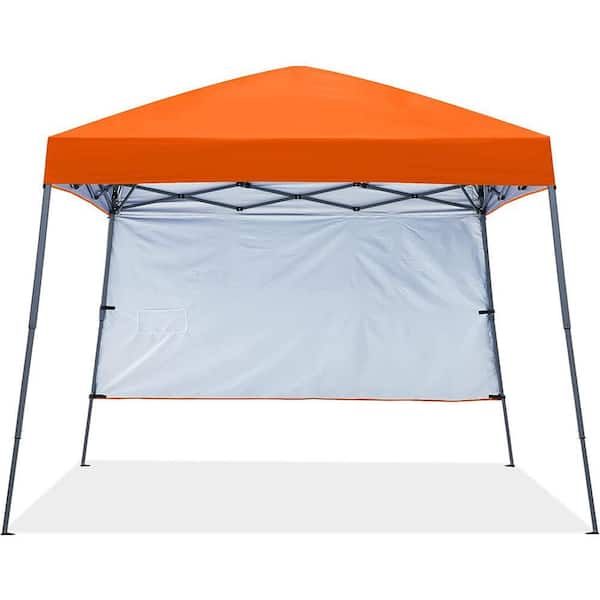 10 ft. x 10 ft. Orange Pop Up Canopy Tent Slant Leg with 1 Sidewall and 1 Backpack Bag
