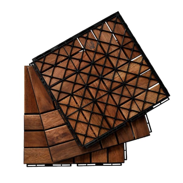 Siavonce 30-Peice Interlocking Deck Tiles Checker Pattern, 12 in