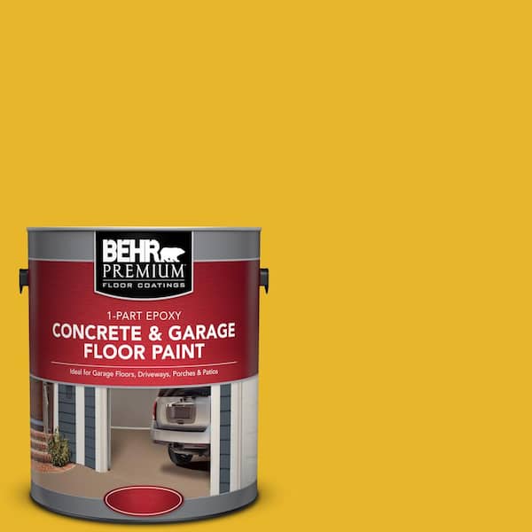BEHR Premium 1 gal. #OSHA-6 OSHA Safety Yellow 1-Part Epoxy Satin Interior/Exterior Concrete and Garage Floor Paint