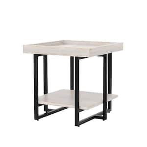 Triblisi 23.25 in. H Antique White and Black End Table