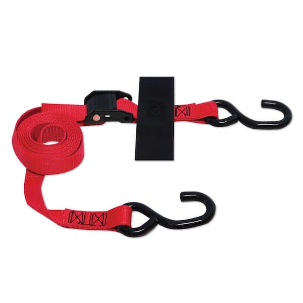 SNAP-LOC 2 Pack - 8 ft. x 1 in. S-Hook Cam Strap with Hook and Loop Storage Fastener in Red