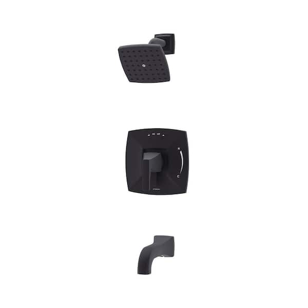 Oak HydroMersion Single Handle Tub and Shower Faucet Trim Kit with Volume Control in Matte Black