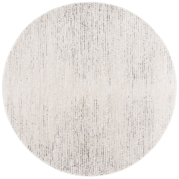 Northport 7 ft. x 7 ft. Ivory/Charcoal Distressed Abstract Round Area Rug