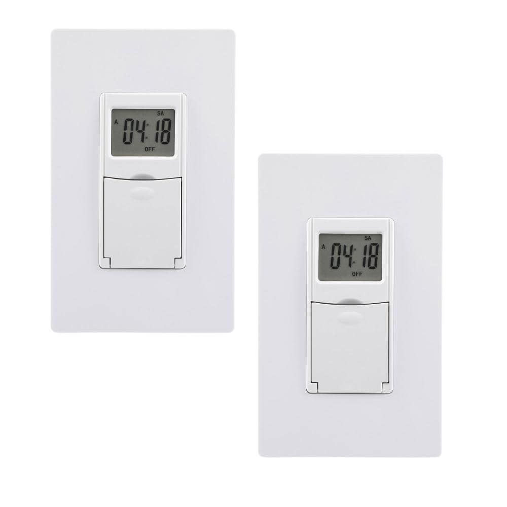 2-Pack 15A Programmable Indoor In-Wall Digital Timer Switch 1/2HP/1875W Resistive/1000W Tungsten, White price history on PriceWatchPro