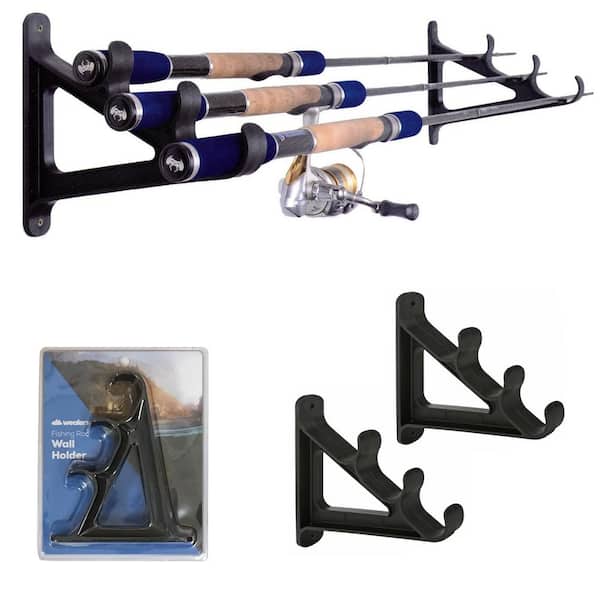 Wealers Fishing Rod Wall Rack Holds 3 Rods - Space Saving Organizer H075 -  The Home Depot