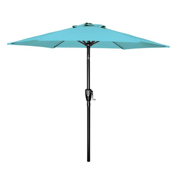 JimsMaison 7.5 ft. Steel Market Umbrella in Turquoise with Push Button Tilt and 6 Sturdy Ribs