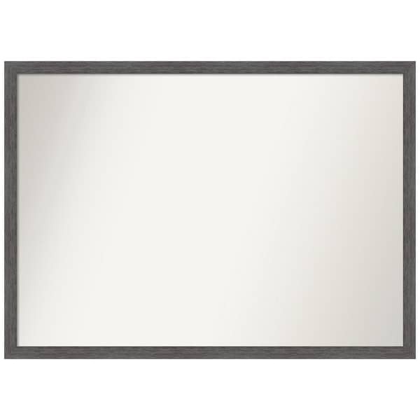 Amanti Art Pinstripe Plank Grey Thin 40 in. W x 29 in. H Non-Beveled Bathroom Wall Mirror in Gray
