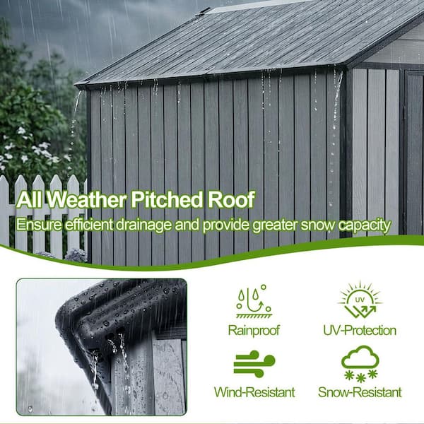 Aoodor 6.1 ft. x 5.2 ft. Outdoor Resin Gambrel Roof Storage Shed