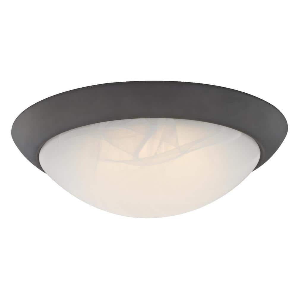 11" Alabaster Glass Globe LED Ceiling Light in Oil Rubbed Bronze