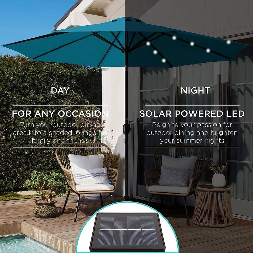 Cerulean 10ft Solar LED Lighted Patio Umbrella with Tilt Adjustment