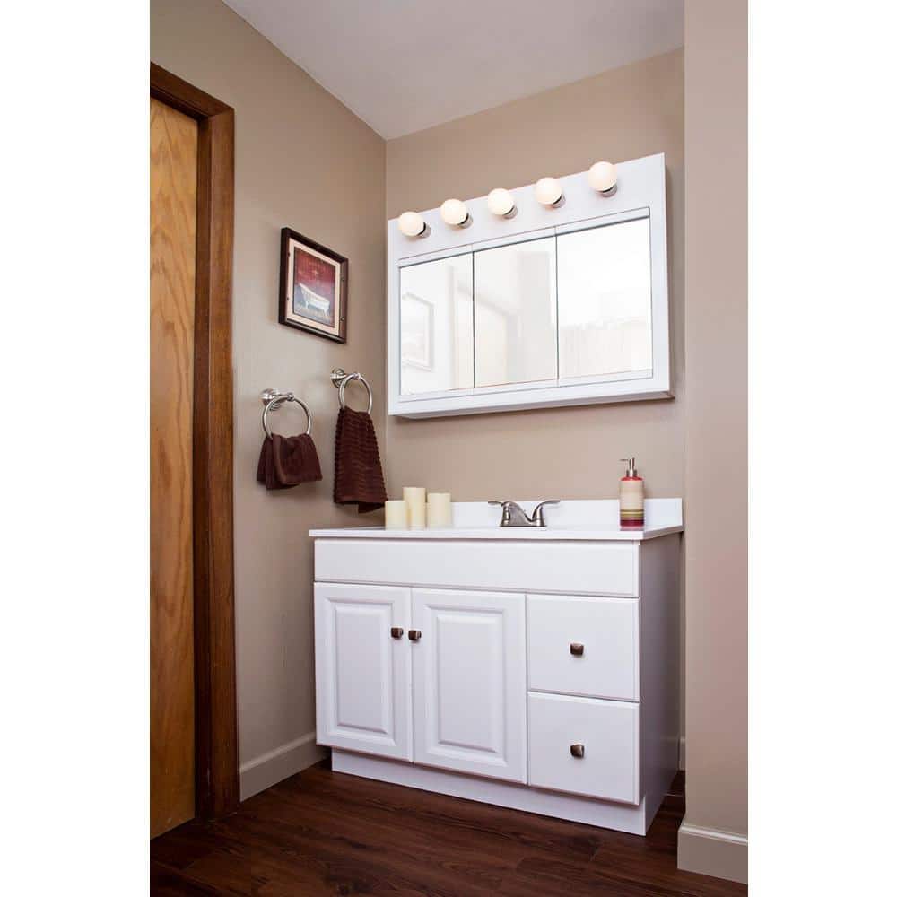 Wyndham 36" White Solid Wood Bathroom Vanity with Satin Nickel Hardware