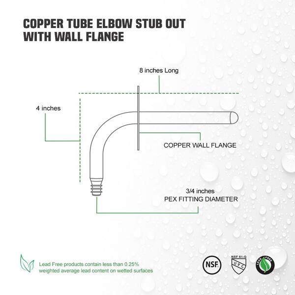 Reviews For The Plumber S Choice 8 In X 3 4 In Pex Copper Stub Out 90 Elbow With Wall Flange P34 So8f The Home Depot