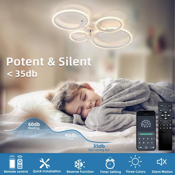 OLUZFAN 33.5 in. Smart Indoor Low Profile Ceiling Fan with OLUZFAN 33.5 in. Smart Indoor Low Profile Ceiling Fan with