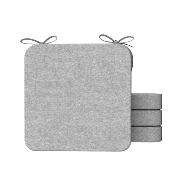 AAAAAcessories 16 in. x 16 in. Indoor Round Square Corner Removable Non-slip Chair Cushion in Light Gray (4-Pack)