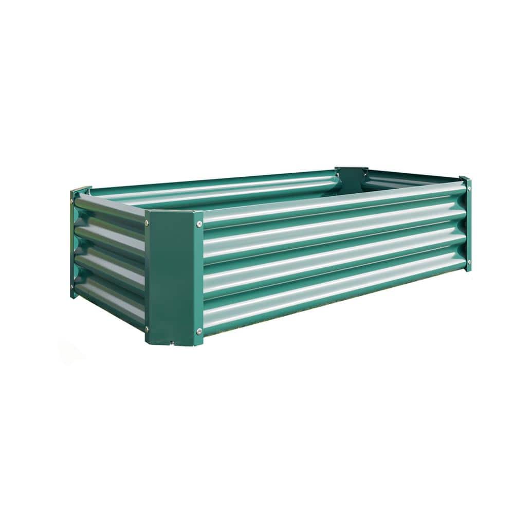 4x2x1ft Outdoor Metal Raised Garden Bed, Rectangle Raised Planter Box for F