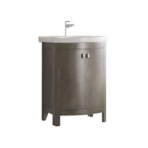 Niagara 24 in. W Traditional Bathroom Vanity in Antique Silver with Vanity Top in White with White Basin