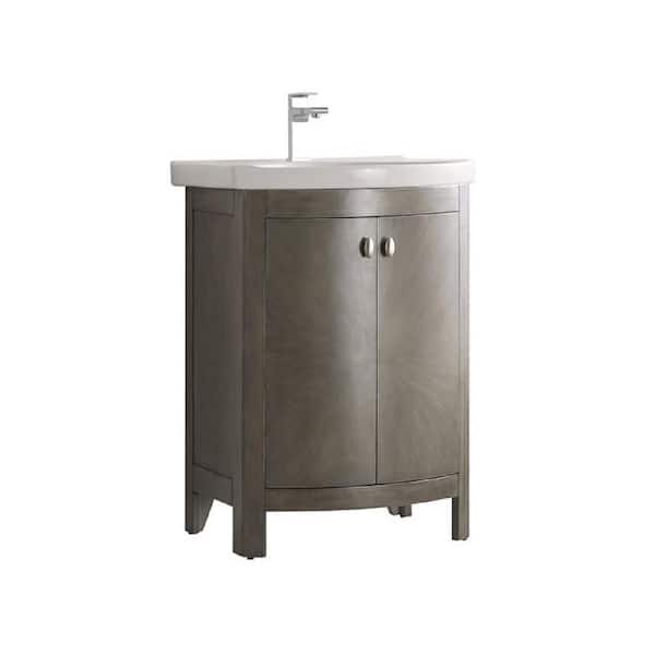 Fresca Niagara 24 in. W Traditional Bathroom Vanity in Antique Silver with Vanity Top in White with White Basin