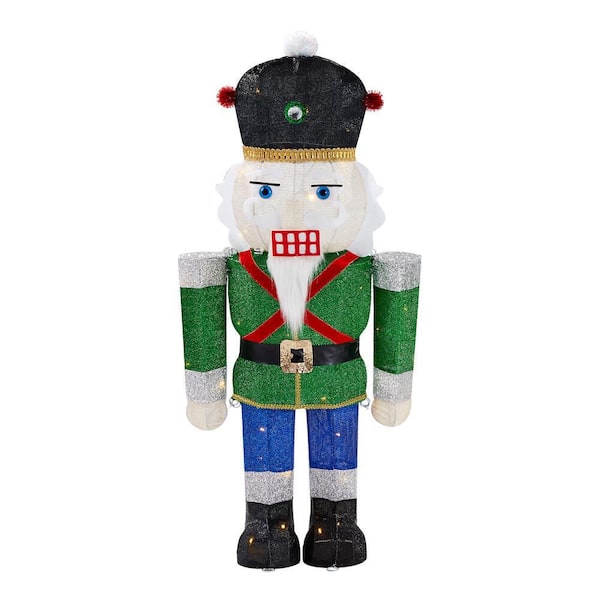Home Accents Holiday 3 ft. Yuletide Lane LED Light Up Outdoor Tinsel Nutcracker