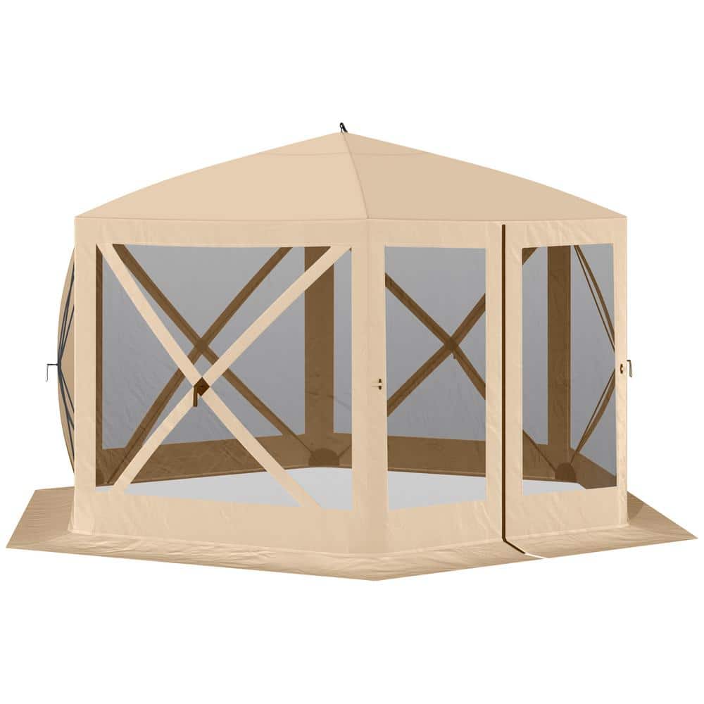 12 ft. x 12 ft. Hexagon Pop-Up Screen House, Portable Gazebo Canopy with Sh