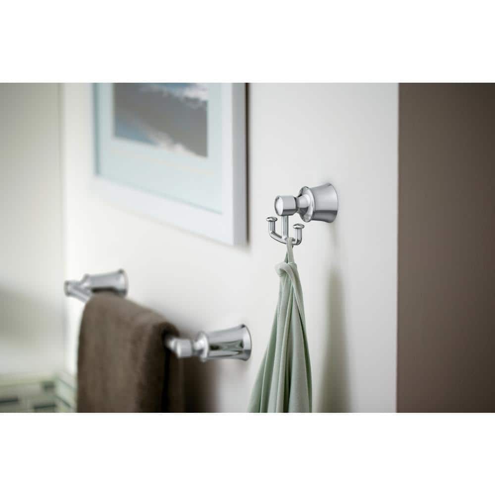 Chrome Double Hook Modern Wall Mount Robe Hook