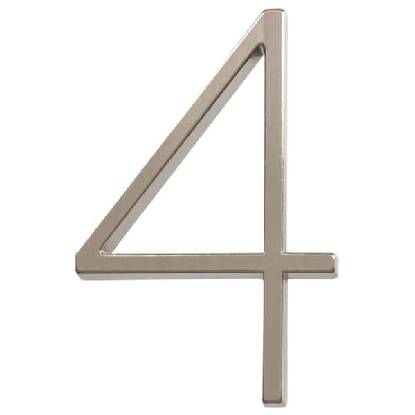 Everbilt 5 in. Satin Nickel Floating or Flush House Number 4