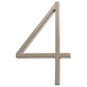 5 in. Satin Nickel Floating or Flush Plated House Number 4