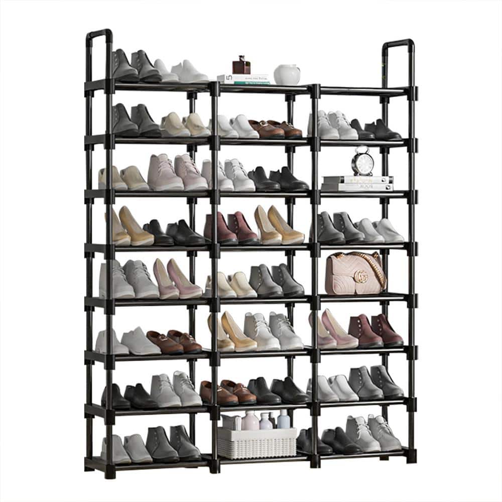 Tribesigns Large Shoe Rack Organizer Closet for Entryway Bedroom Hallway, 9  Tier 72 Pair Heavy Duty Shoes Shelf Storage with Side Metal Hook, Black