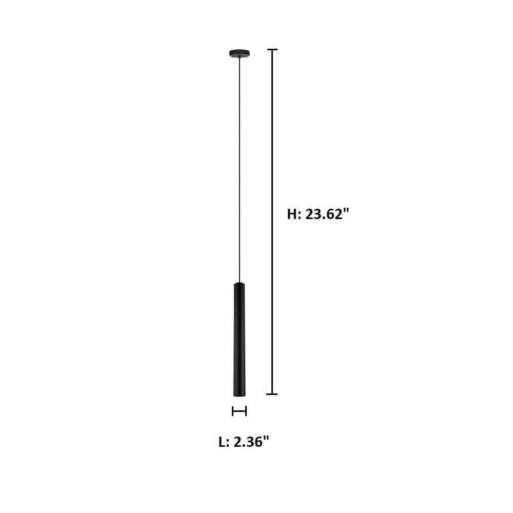 Matte Black Slim Cylindrical LED Pendant Light