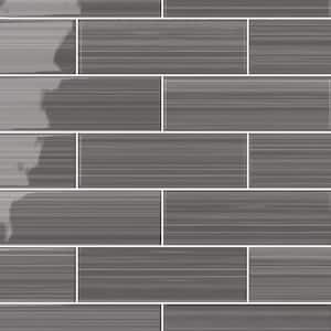 Hand Painted Rectangular 4 in. x 12 in. Warm Gray 80 Glass tile (10 sq. ft./per Case)